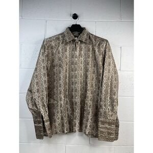 Cigar Couture Collectable Mens Microfiber Black and Brown‎ French Cuff Shirt XL
